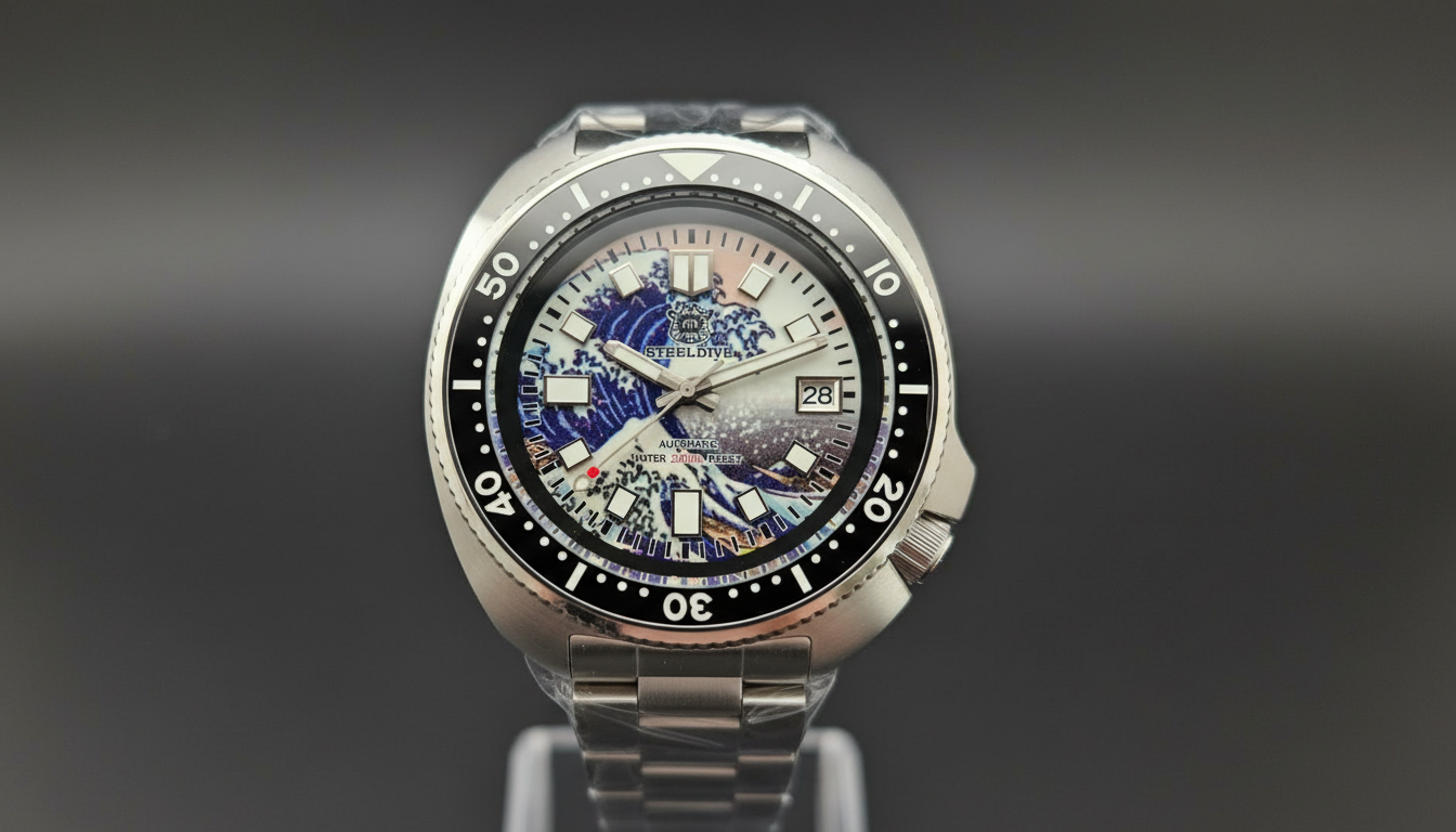 Steeldive Edición Especial -- Acero inoxidable, Esfera Personalizada, Brazalete de cambio y Papeles