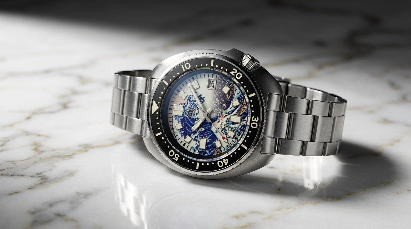 Steeldive Edición Especial -- Acero inoxidable, Esfera Personalizada, Brazalete de cambio y Papeles