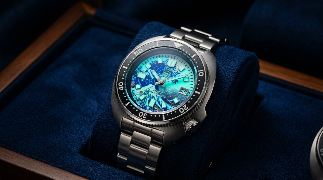 Steeldive Edición Especial -- Acero inoxidable, Esfera Personalizada, Brazalete de cambio y Papeles