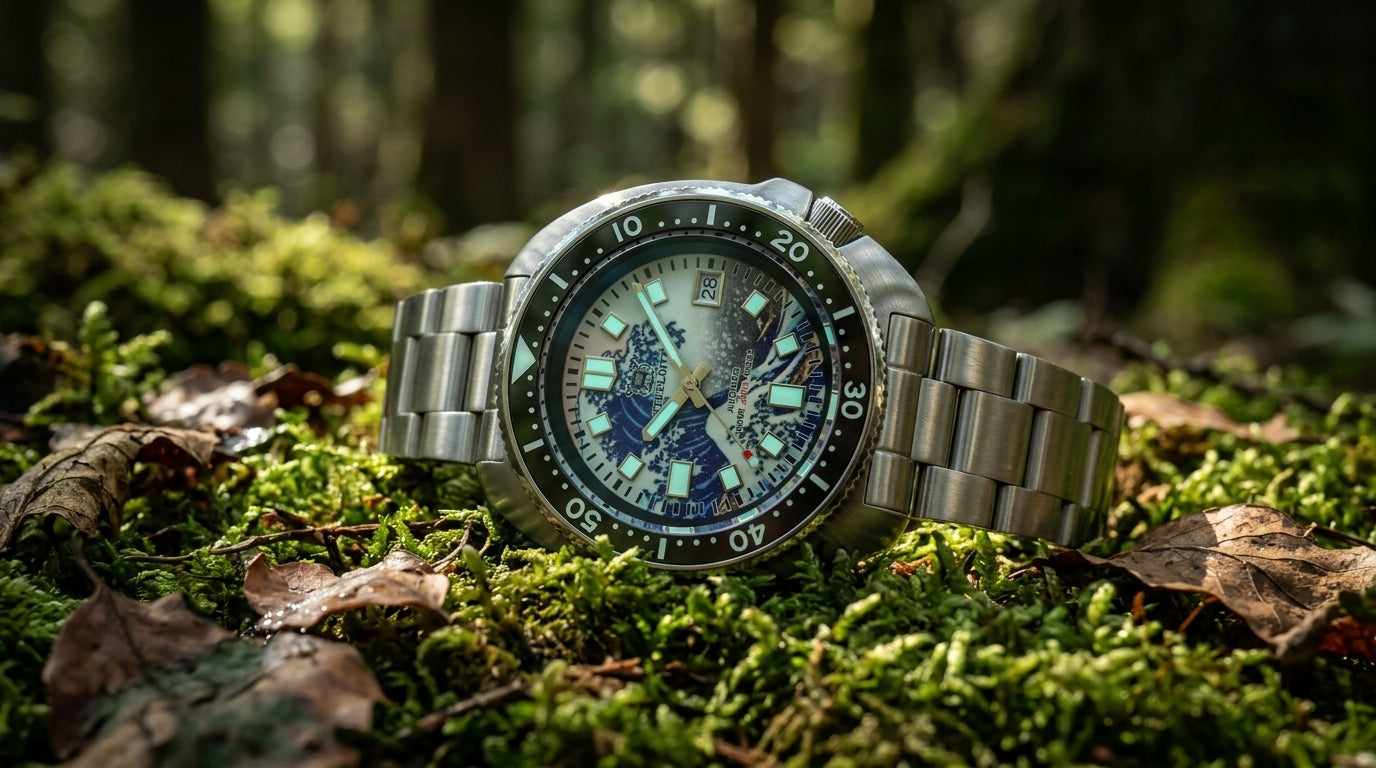 Steeldive Edición Especial -- Acero inoxidable, Esfera Personalizada, Brazalete de cambio y Papeles