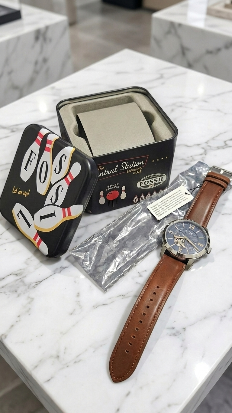 Reloj Fossil Townsman Automático, Acero inoxidable y Brazalete de Cuero para Hombre