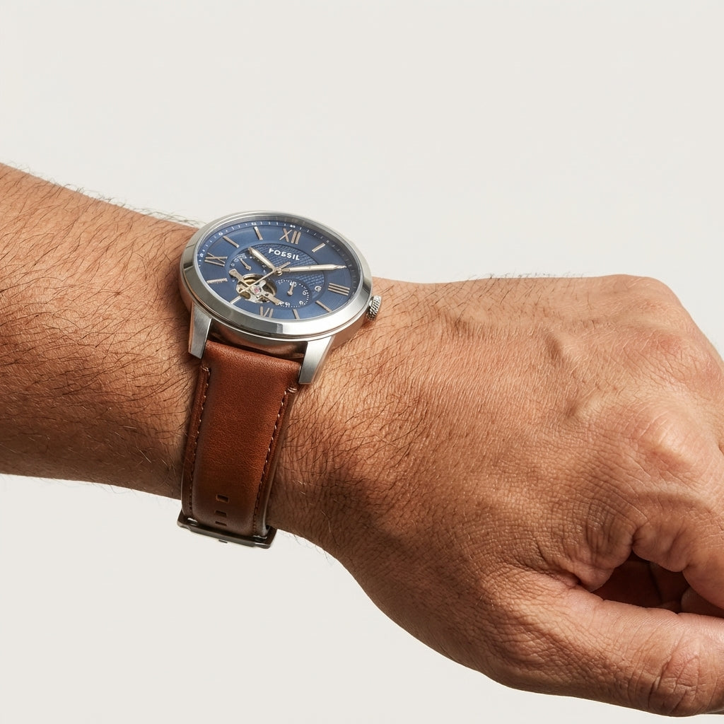 Reloj Fossil Townsman Automático, Acero inoxidable y Brazalete de Cuero para Hombre