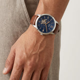 Reloj Fossil Townsman Automático, Acero inoxidable y Brazalete de Cuero para Hombre