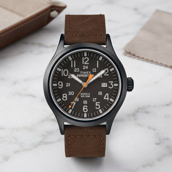 Reloj Timex Expedition para Hombre, Acero Inoxidable y Brazalete de Cuero