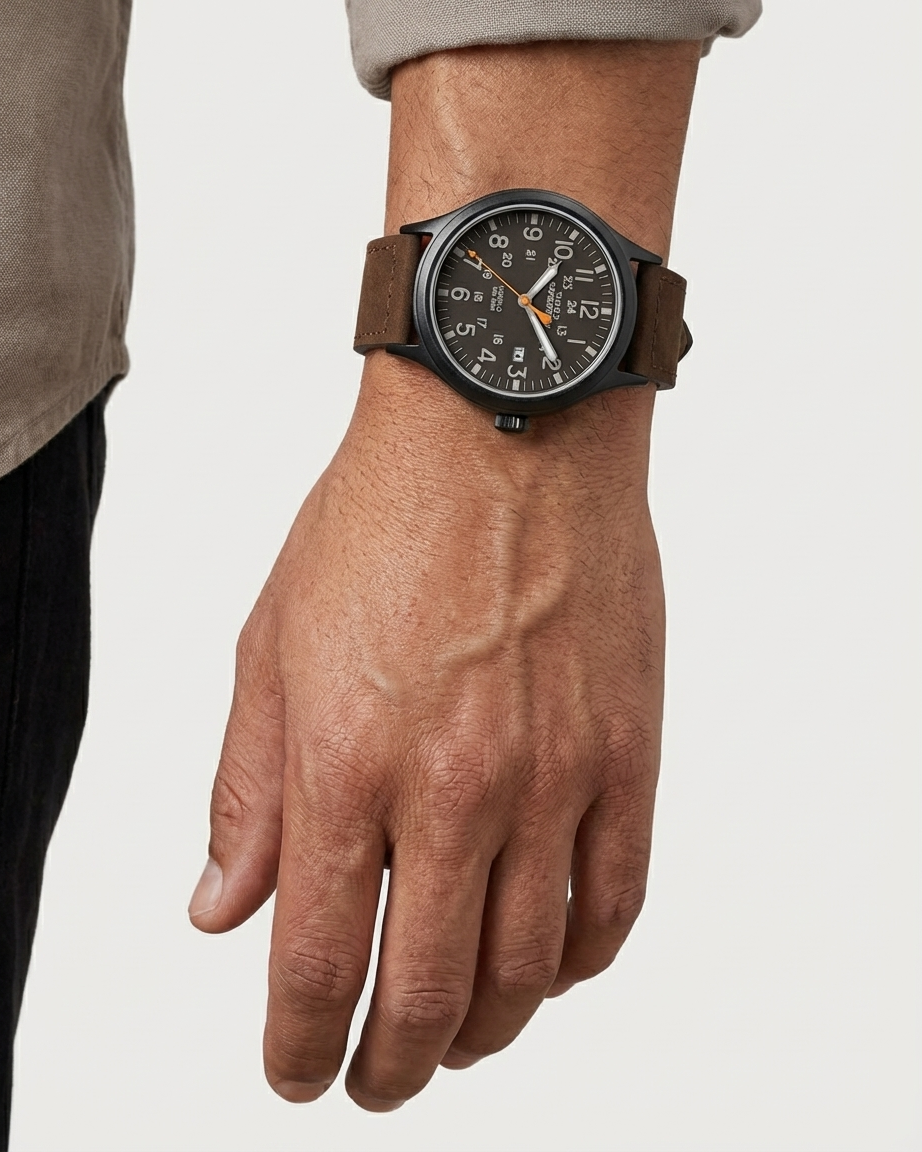 Reloj Timex Expedition para Hombre, Acero Inoxidable y Brazalete de Cuero