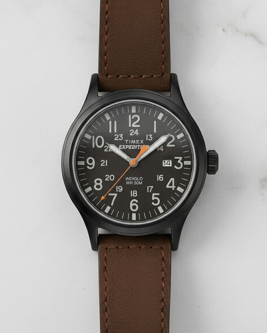 Reloj Timex Expedition para Hombre, Acero Inoxidable y Brazalete de Cuero