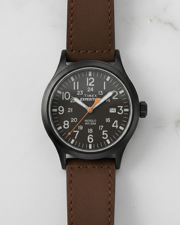 Reloj Timex Expedition para Hombre, Acero Inoxidable y Brazalete de Cuero