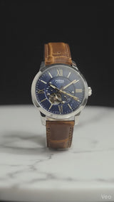 Reloj Fossil Townsman Automático, Acero inoxidable y Brazalete de Cuero para Hombre